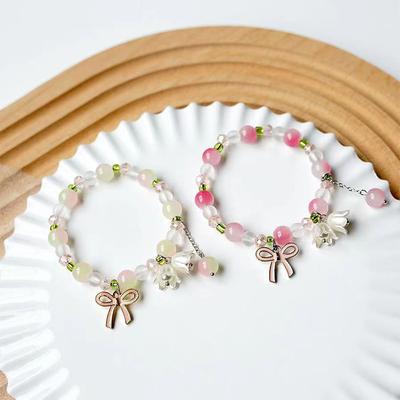 Süße Vintage Perle Lilie Blume Armband Für Frauen Koreanische Nette Quaste Rosa Anhänger Armband Schmuck