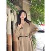 Early autumn small long-sleeved dress long women's loose lazy wind niche chic sweater skirt