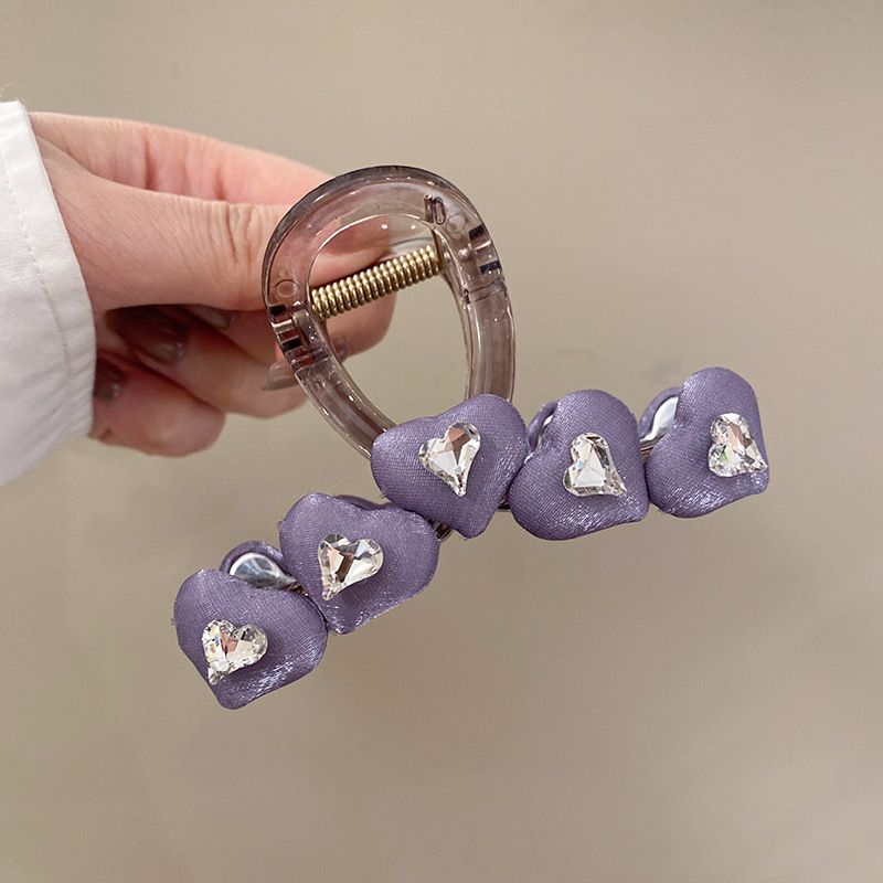 1pc Korean exquisite heart grabbing clip for women's high-end sense, new temperament hair clip, summer simple shark clip