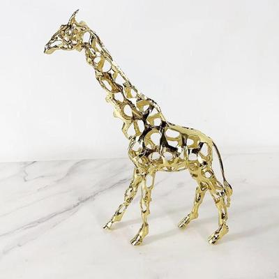 Giraffe Metal Art Piece Hollow Design for Table Arrangement In Office