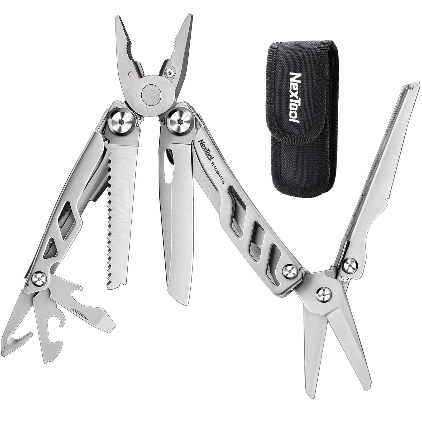 NexTool Flagship Pro Складной Нержавеющая Сталь с Карманным Зажимом Наружный с Предохранителем Мультитул, 16-в-1 Мультиплоскогубцы Открывалка для Бутылок/Консервов, Нож,