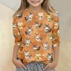 Kinder Freizeit T-Shirt Rundhals Dreiviertelarm Pullover Oberteil mit Tierprint Muster Weicher Leichter Stoff für den Alltag