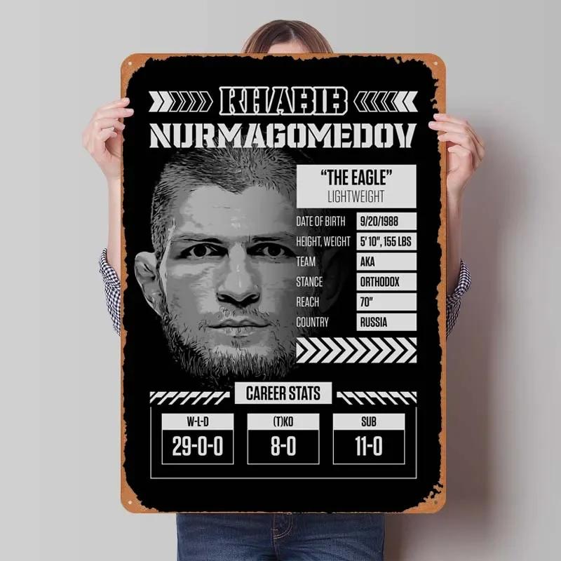 Khabib Metallskylt Boxningsaffischer Dekoration för Heminredningsartiklar Vintage Plåtskylt Plakett för Väggkonstdekoration Kaffebar