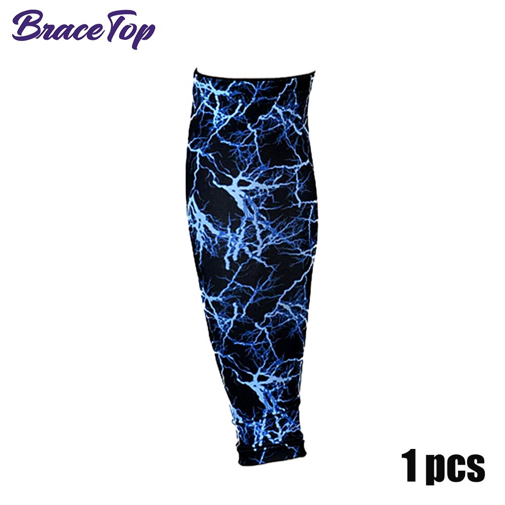 Bracetop 1 Pc Sports Compression Leg Sleeve Football Basketball Running Calf Support Stretch Knee Pads