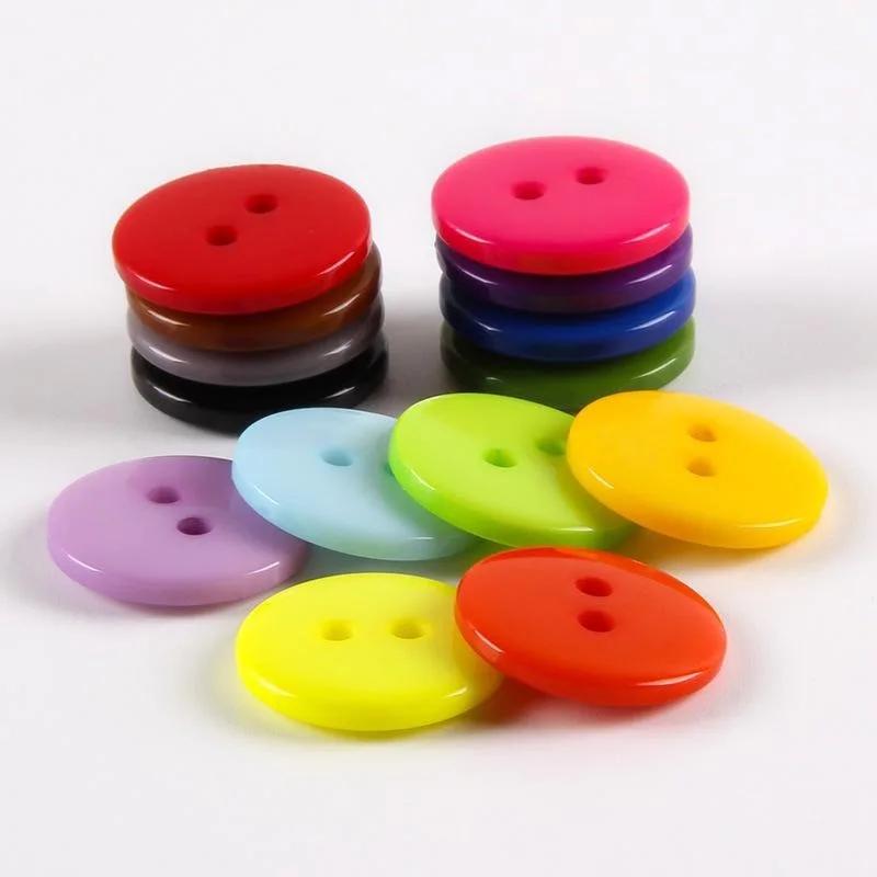 200Pcs Random Color Mixing Decorative Buttons for Needlework Resin Plastic Button for Dolls Scrapbooking Sewing Buttons