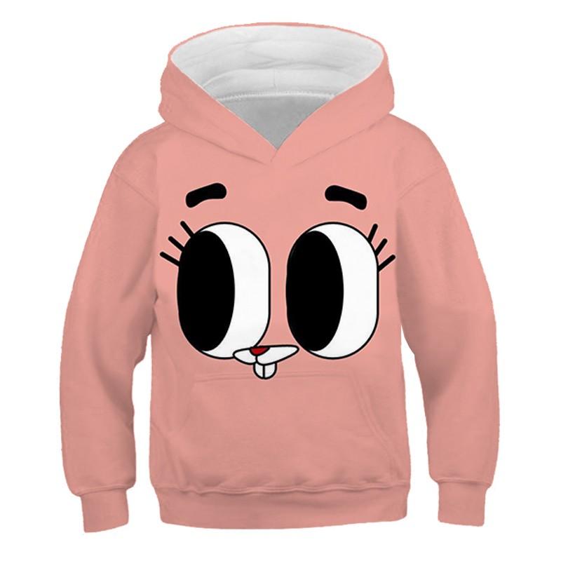 Spring and Autumn Animated Cartoon Gumball's Wonderful World 3D Printed Pullover Cute Vibrant Fun Long Sleeves Hooded Sweatshirt