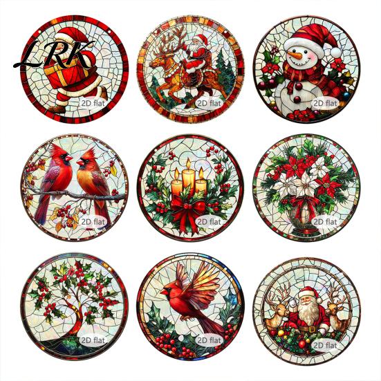 Decorative Chains for Hanging Ornaments Christmas Acrylic Window Decor, 2D Holographic Stained Glass Art Indoor Festive Atmosphere Decor Ornament with