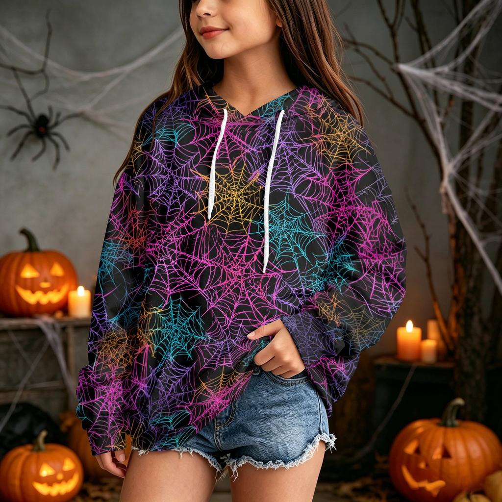 Children's Casual Hoodie with Halloween Print Pullover for Holiday Parties