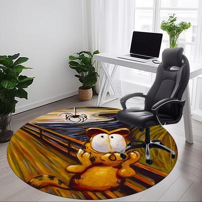 1pc Garfield Scream Chair Carpet for Office, Indoor Non Slip Washable Polyester Fiber Carpet, Mat For Office, Machine Washable