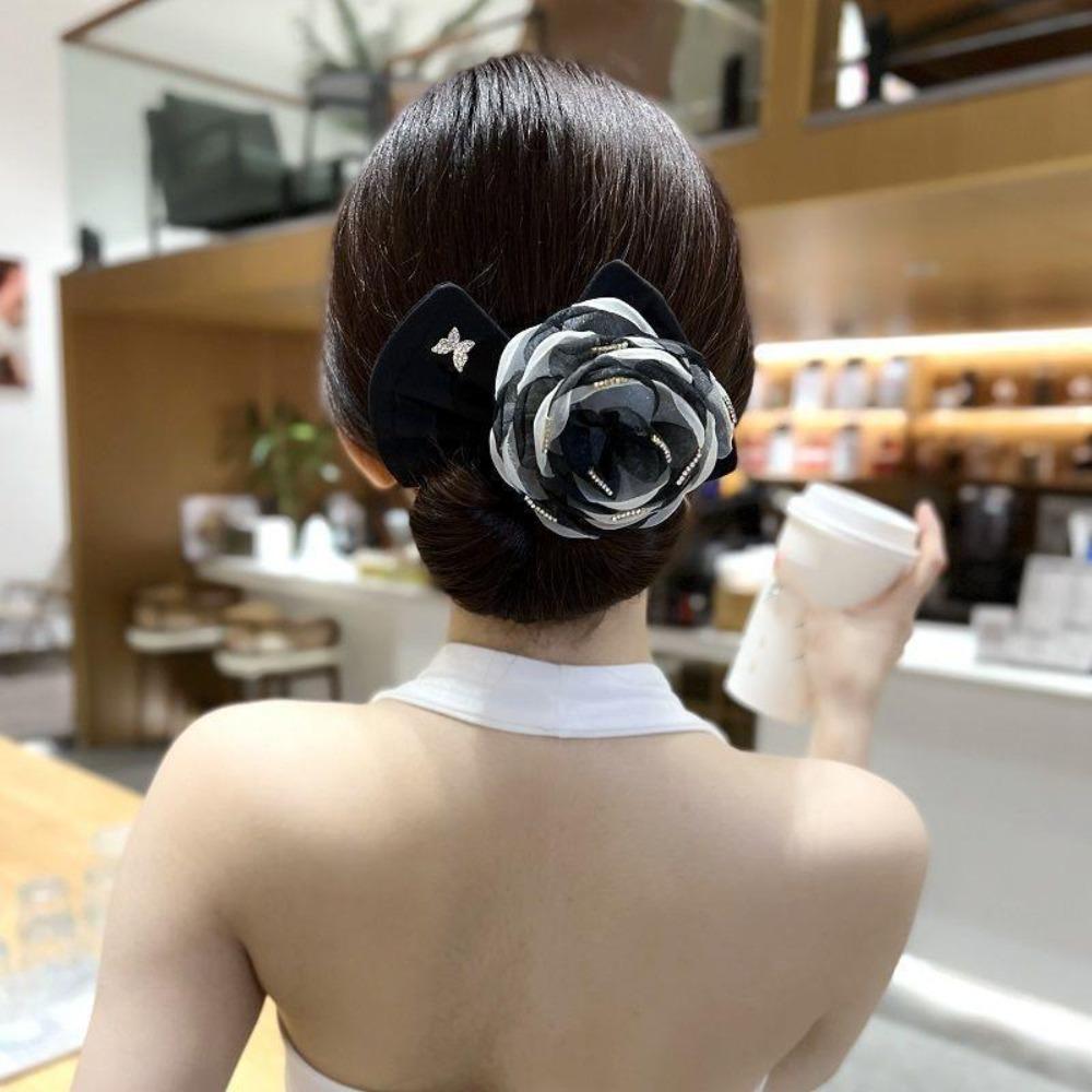Camellia Flower Bow Clip Twist Maker Hair Accessories Temperament Bun Curler