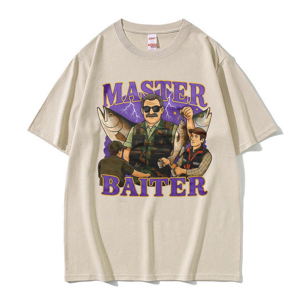 Funny Fishing Master Baiter Graphic T Shirts Men Women Vintage Fisherman Humor Tshirt Casual Loose Oversized T Shirt Streetwear