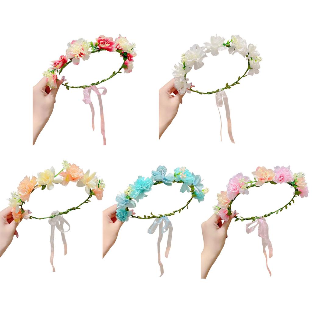 Child Flower Headpiece Elastic Floral Crowns Hairband Fashion Hair Accessories For Birthday School Parties And Photos