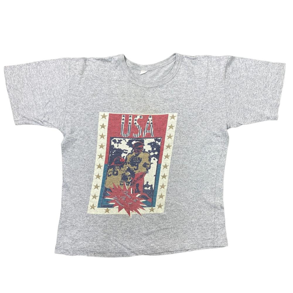 

USA Graphic T-shirt Big Logo Vintage Single Stitch Grey Mens S