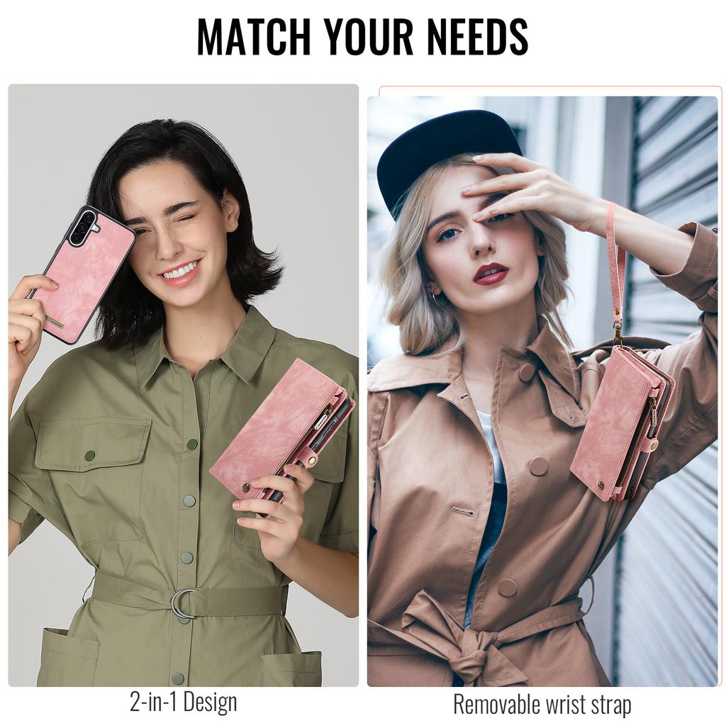 CASEME 008 For Samsung Galaxy A56 5G Phone Cases Leather Cover with Detachable Wallet and Strap