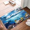 Underwater Canyon Door Mat Dolphins Tropical Fish Non-slip Entrance Rug for Home Decor Living Room Bedroom Lively Decoration