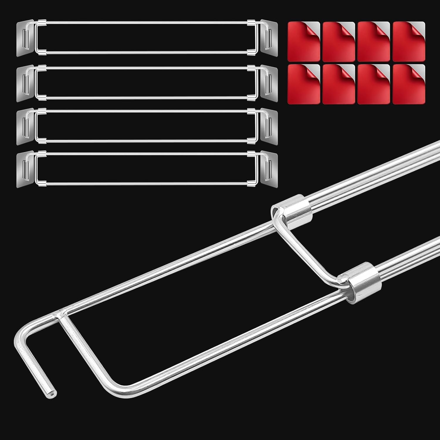 RV Refrigerator Tension Rods, 4 Pcs RV Fridge Bars Adjustable 14-25.6 , RV Refrigerator Bars Fridge Accessories Stainless Steel Shelf Tension Rods