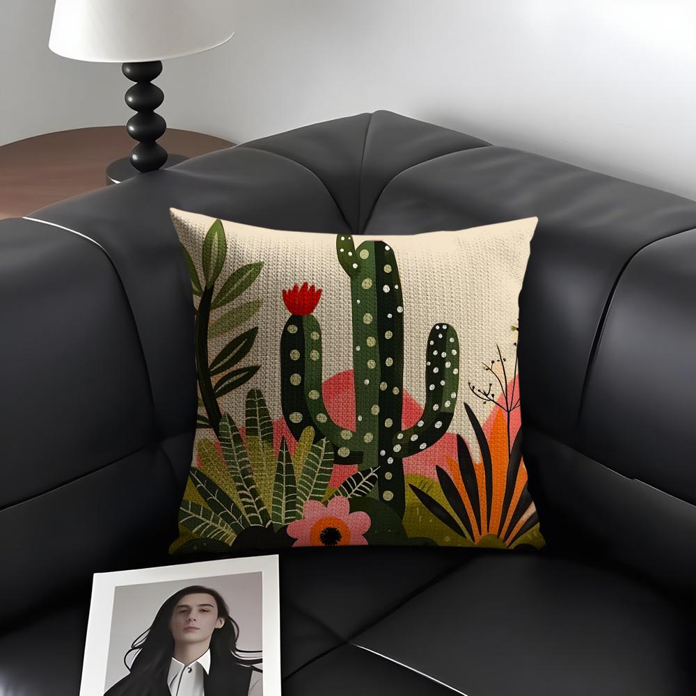

Cactus Fashion Cushion Cover Natural Linen Organic Fabric DoubleSided Printing Sofa Home Decor Gift Pillow Case 30x30cm