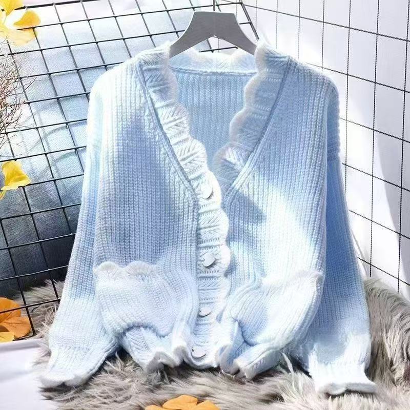 2025 spring and autumn new sweet and gentle wind sweater jacket women's long-sleeved loose and versatile soft waxy knitted cardigan women