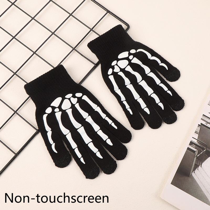 Full Finger Skeleton Trendy Gloves Adult Unisex Ghost Pattern Soft Comfortable for Halloween Dress Up Cosplay Concert Streetwear Gift