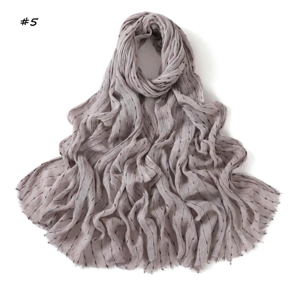 New Stripe Cotton Rayon Hijab Scarf For Woman Muslim Hijabs Fringes Shawl Fashion Cotton Linen Headband Islam Turban Foulard