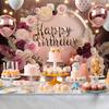 Happy Birthday Background Rose Blossoms Pampas Leaves Arch Balloon Flowers Plants Modern Decoration