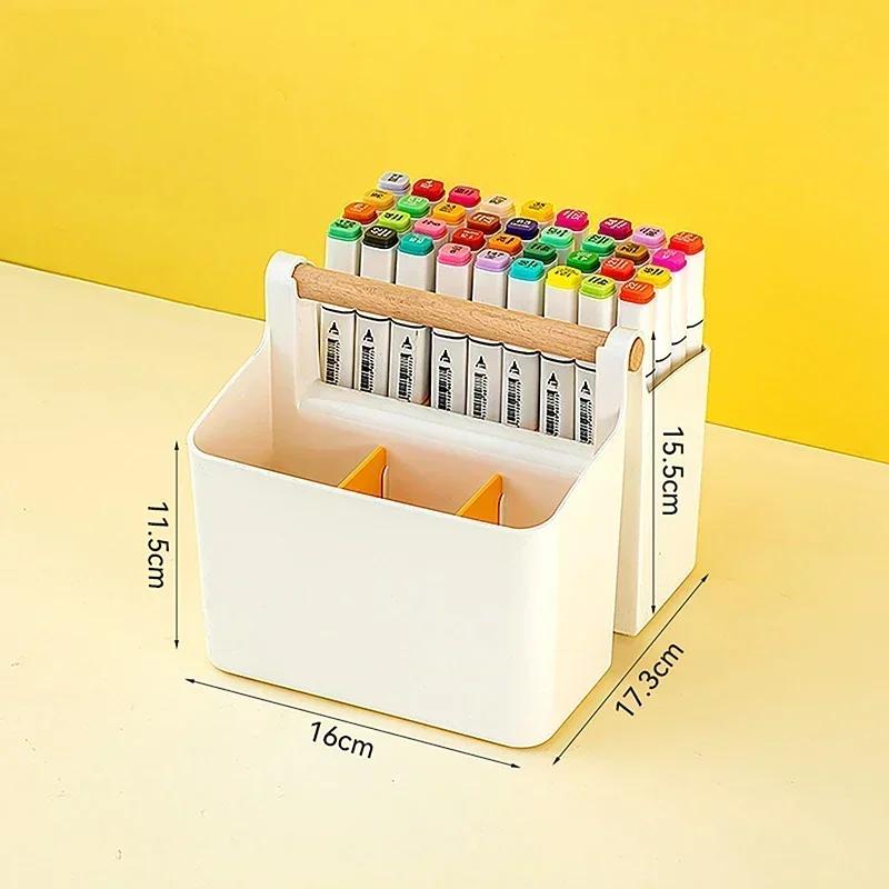 Portable Desktop Pen Holder School Office Large Capacity Stackable Cute Marker Pen Stationery Storage Box Creative Pencil Holder