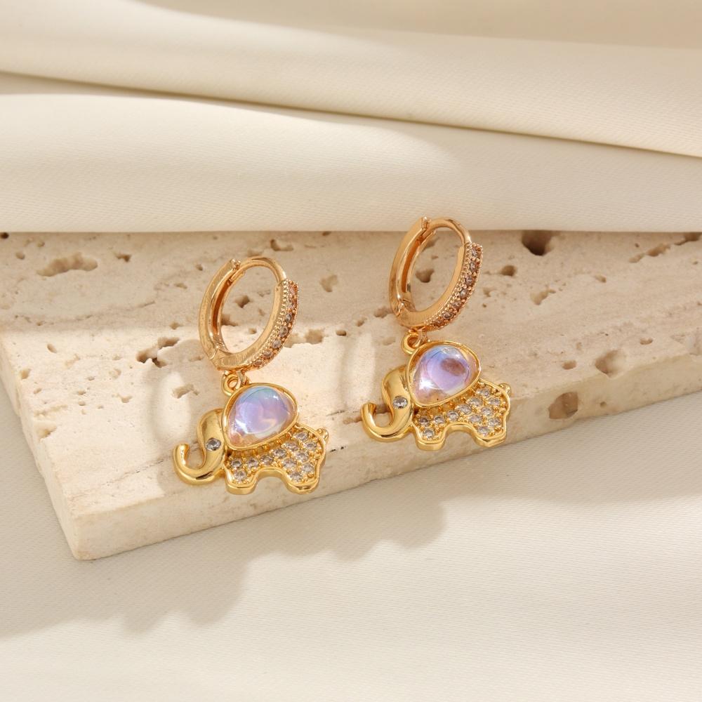 1 Pair Cute Small Elephant Dangle Earrings for Women Zirconia Earring Jewelry Wedding Party Accessories