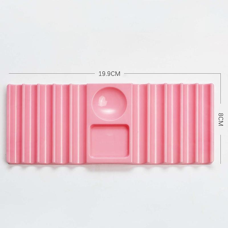 

Plastic Multi-purpose Nail Art Pen Holder 10-Compartment Brush Stand With Color Palette Organize And Display Manicure Tool рожевий