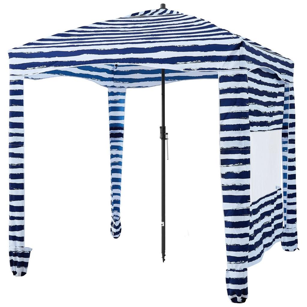 Tenda de Praia, 1,83 x 1,83 m Toldo de Praia com Parede Lateral, Proteção UPF 50+ Tenda Cabana de Montagem Fácil com Bolsos de Areia, Abrigo Solar Portátil