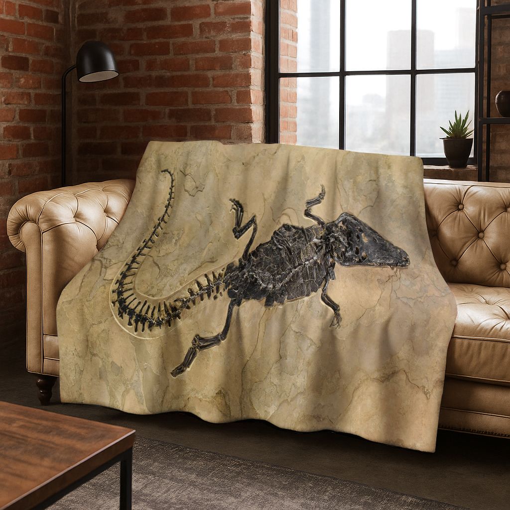 Ancient Creatures Dinosaur Ammonite Fossil Art Flannel Blanket,Cozy Soft Throw Blanket for Home Bedroom Bed Sofa Cover Gift Kid