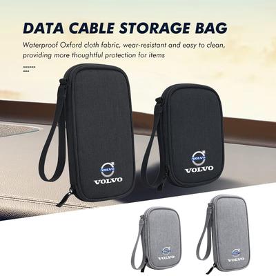 Car Data Cable Storage Bag Waterproof Organizer Box For C60 V40 C30 V70 V50 V90 XC40 XC90 SC60 190h XC S80 S90 R S60 V60