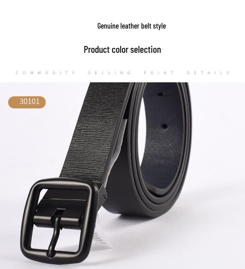 Men's Plus Size Genuine Leather Reversible Belt with Rotating Pin Buckle - Casual and Versatile.
