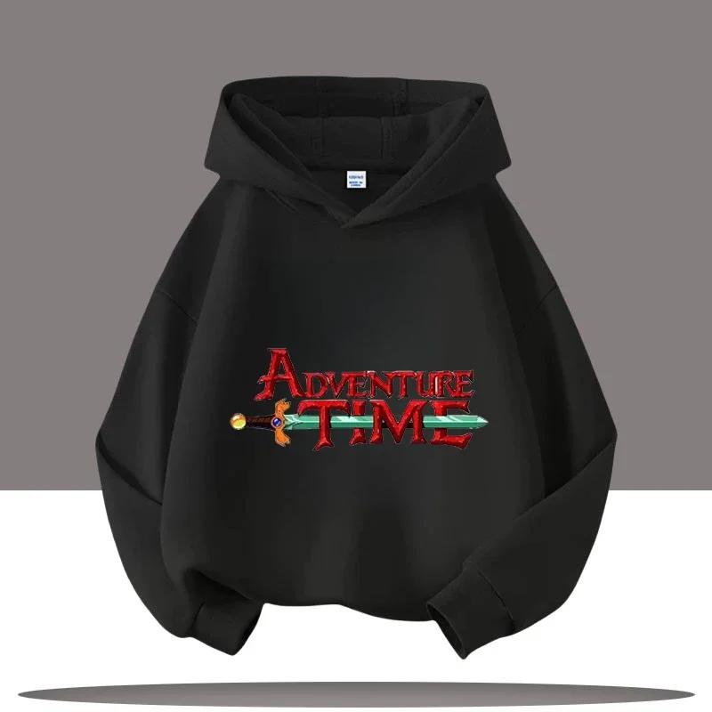 2025 Nová mikina Adventure Time pro děti s potiskem postaviček z kresleného seriálu Dětské sportovní oblečení pro dívky Ležérní top Podzimní/Zimní oblečení