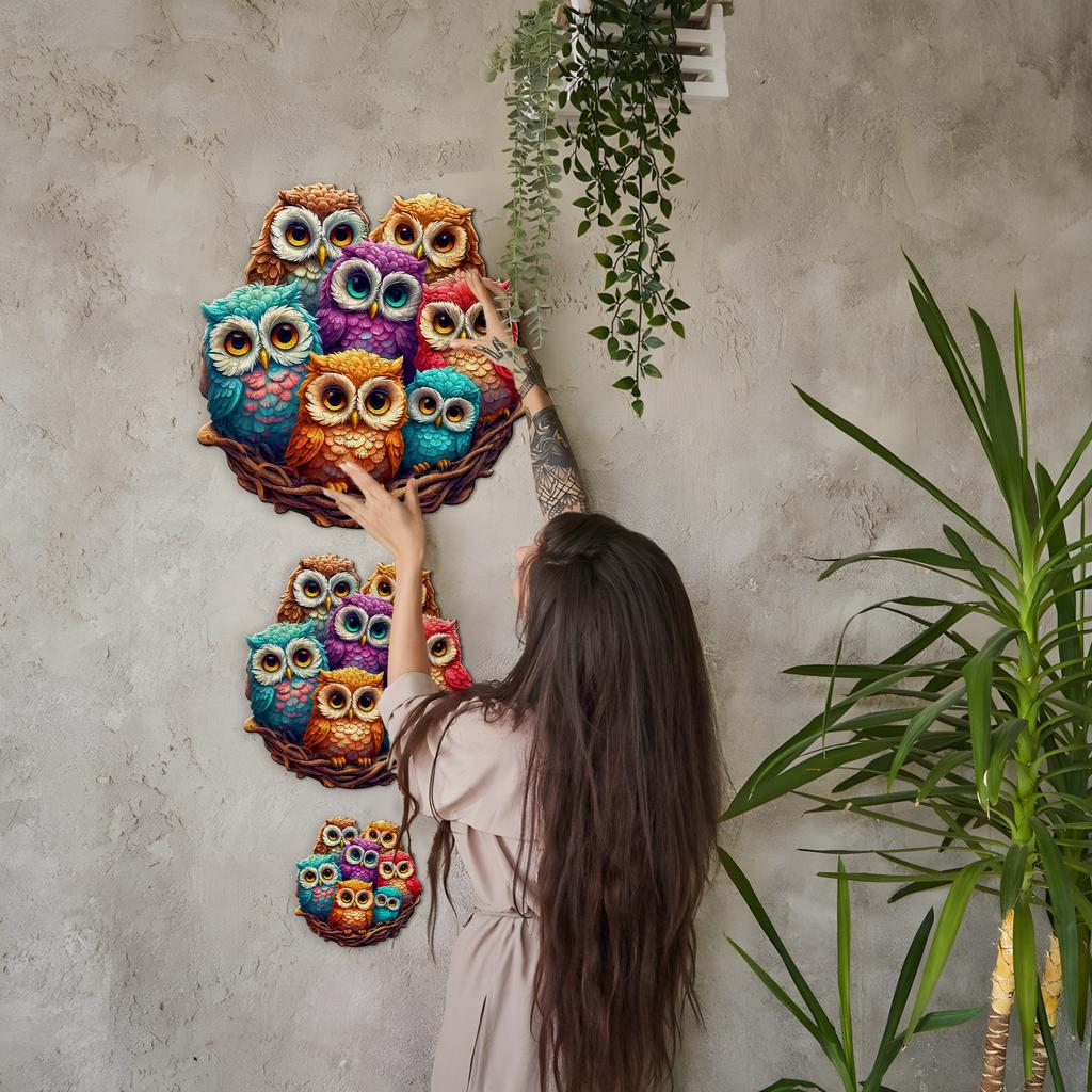 The Owl and Animals Theme Wooden Jigsaw Puzzle Wood Home Decor Painting Christmas and Halloween Gift Toy for Teen and Kid