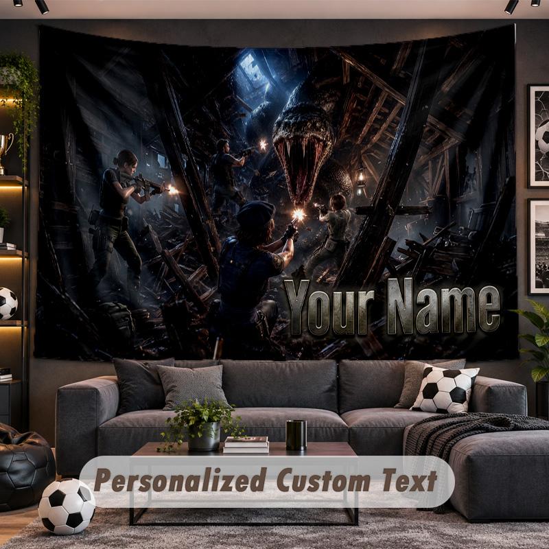 Resident Evil Personalized Tapestry Support Custom Name, Wall Art Home Decoration