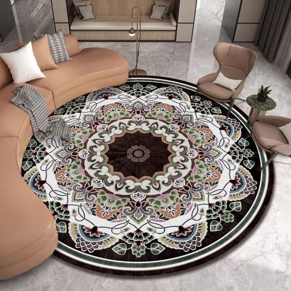 Bohemian Mandala Round Carpet Mat Rug Euro American Stained Glass Floral Medallion Colorful Home Decoration Living Room Bedroom