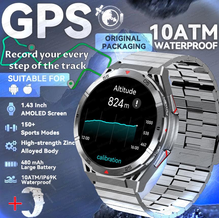 2025 Nuovo Smartwatch Sportivo GPS Uomo Schermo AMOLED HD 1,43 pollici Bussola Chiamata Bluetooth Frequenza Cardiaca Impermeabile smartwatch Per Android IOS