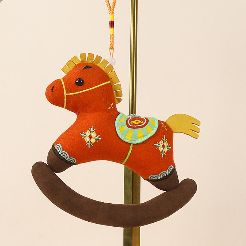 Cute Zodiac Horse Pendant Red Car Keychain Pendant Embroidery Doll Mascot  Year Chinese Style Gifts Decoration Accessories