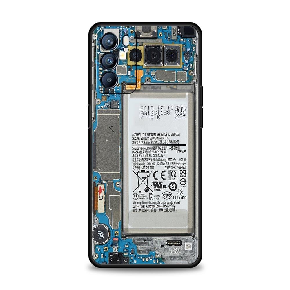 Handyhülle mit Hauptplatinen-Motiv für Oppo Reno 13, 12, 11, 10, 7, F, Find X5, X6, A98, A80, A79, A78, A57, A54, A31, A17 Pro 5G (weiches TPU)