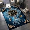 2D Flat Nordic Rune Tree Of Life Gold Symbols Flannel Area Rug Non Slip Viking Mythology Carpet ForLiving RoomBedroom FloorDecor