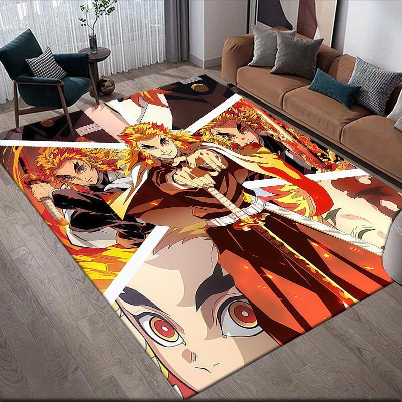 Demon Slayer Main Cast Anti-Slip Floor Mat, Rectangular Carpet for Living Room, Sofa & Game Room