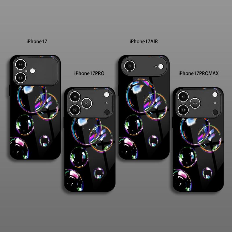 Colorful Bubble Pattern 2D Phone Case for iPhone 17 16 15 14 13 12 11 X XR XS Max Pro 8 plus - Glass Protective Cover