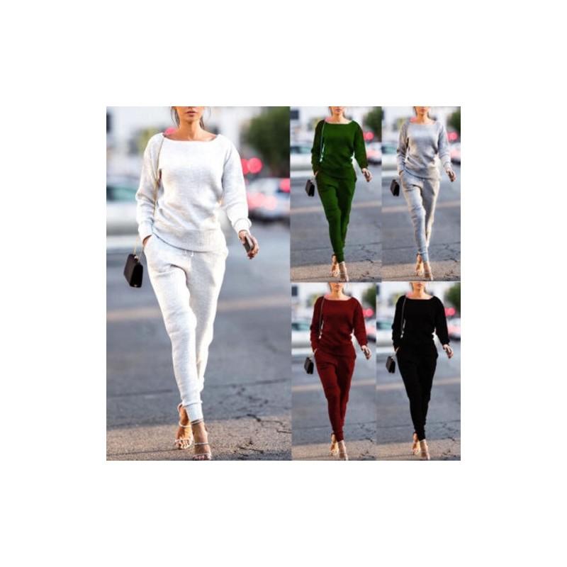 Neuf 2pcs Womens Casual Sweatshirt And Pants Set For Effortless Style And Comfort