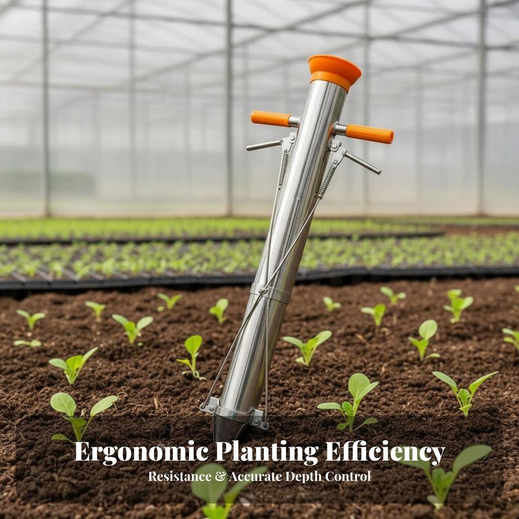 Seedling Planter with Twin Handles | HeavyDuty Stainless Steel Mechanism, Transplanter, for