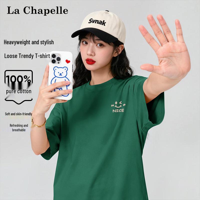 La Chapelle Women s Blushing Smile Print Cotton T-Shirt S