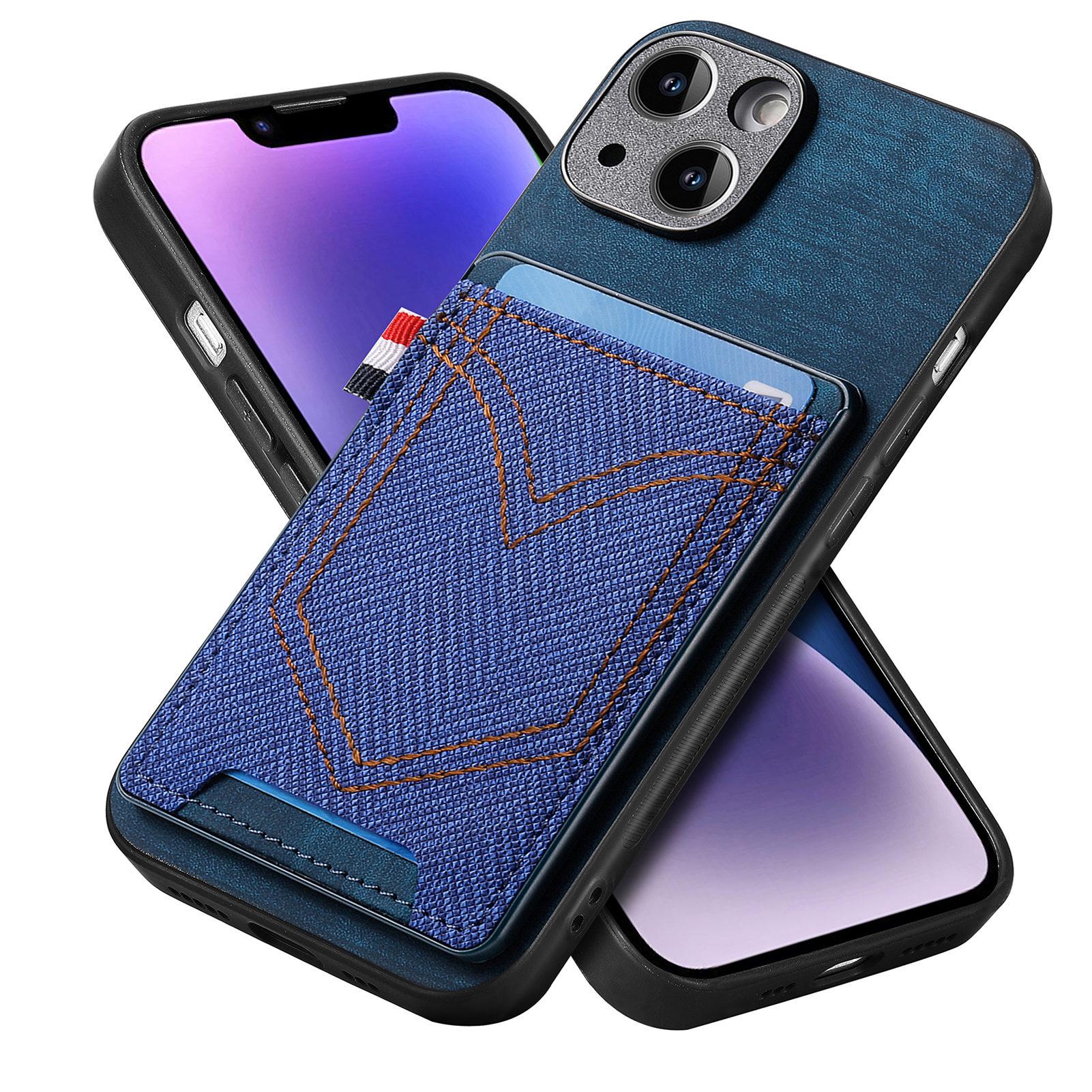 

Cards Solt Wallet Leather Case for IPhone 14 Pro Max 13 12 Mini 11 XS XR 7 8 15 X Lens Protection Magnetic Denim Pocket Cover For iphone 15ProMax синий