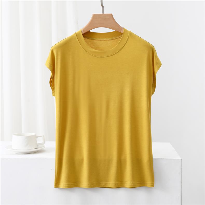 Modal Crew Neck Short Sleeve Casual T-Shirt - Women's Slimming, Versatile Summer Top.