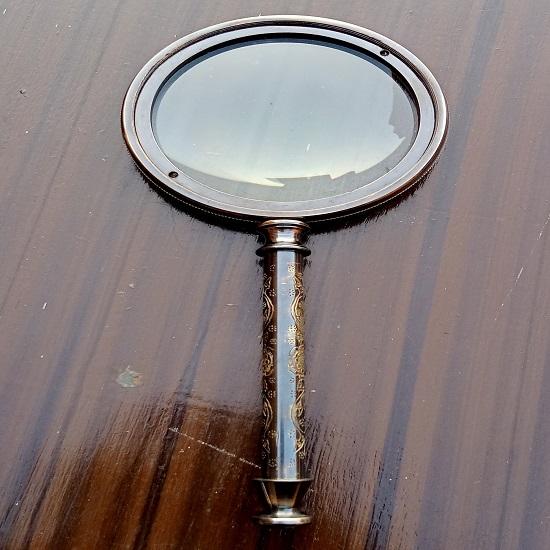 Mosiężne szkło powiększające, Vintage ręczne szkło powiększające, czytanie książki powiększającej, antyczne szkło do czytania, grawerowany prezent