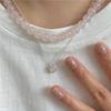 Copper-Plated Silver Peach Heart Necklace for Women - Sweet, Cute, Pink/Blue, Fashionable Clavicle Chain