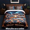 Truck Theme Custom Text Or Name 3Pcs Bedding Set,1 Flat Sheet & 2 Pillowcases Personalized Home Bedding